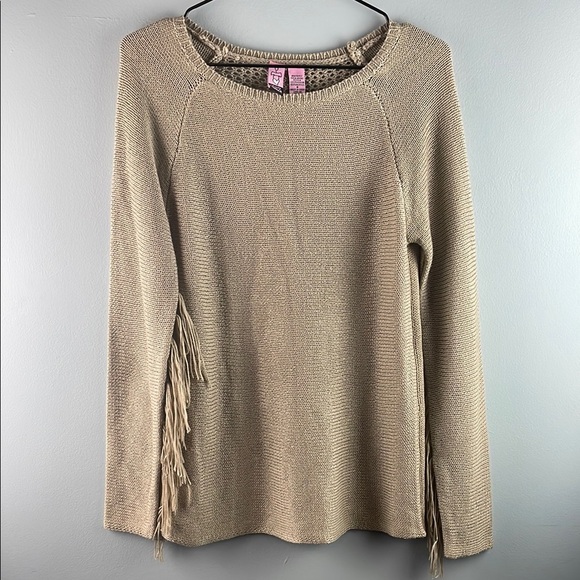 Women's Beige Sweater with Fringe Detail Size S - Picture 2 of 4